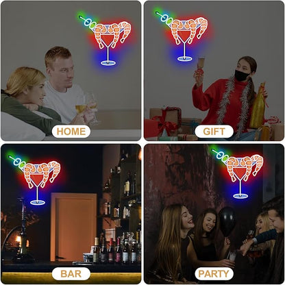 Shrimp Martini Wine Neon Sign, Martini LED Light, Home Party Wall Art, Cocktail Pub Bar Decoration, Gift for Cocktail Lover, 13"x13.8"