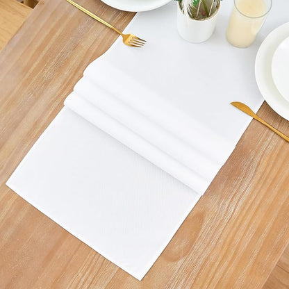 2 Pack White Long Table Runner 12 x 108 Inch Solid Color Farmhouse Runners Coffee Table Dresser for Daily Party Home Decoration