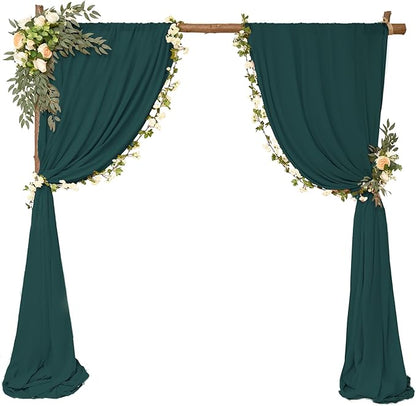8 Panels Wedding Arch Draping Fabric 28" x20Ft Wedding Arch Drapes Chiffon Fabric Drape Sheer Backdrop Curtain for Weddings Party Ceremony Birthday Arbor Drapery Reception Ceiling Décor(Emerald Green)