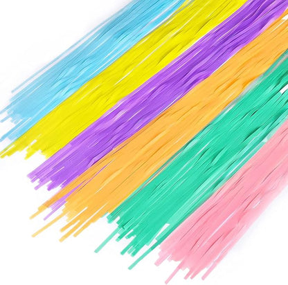 BRAVESHINE Tinsel Foil Fringe Curtains - 2Pcs 3.2x8.2ft Pastel Colourful Photo Backdrop for Sweet Birthdays Easter Bunny Bridal Shower Fairy Kids Candy Donut Party Decorations