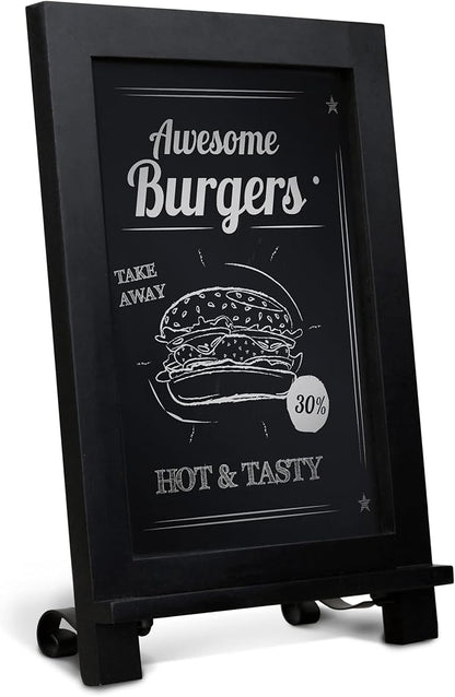 HBCY Creations Black Wooden Tabletop Chalkboard with Legs/Vintage Wedding Table Sign/Small Kitchen Countertop Memo Board/Antique Wooden Frame (9.5” x 14” Inches) (4 - Black)