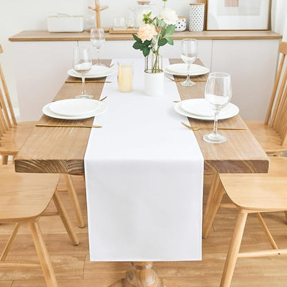 2 Pack White Table Runner 12 x 72 Inch Solid Color Farmhouse Runners Coffee Table Dresser for Daily Party Home Decoration