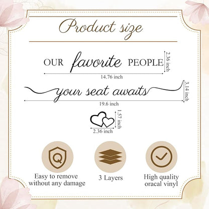 3 Pcs Wedding Seating Chart Decal Stickers DIY Our Favorite People Your Seat Awaits Vinyl Decal Wedding Sign Decor Seating Chart Board Mirror Stickers(Black)