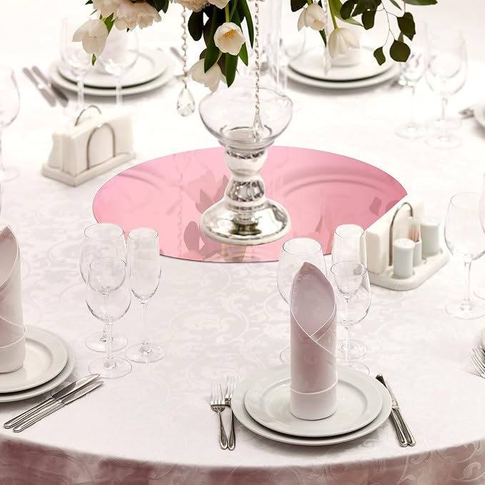 Thyle 20 Pcs 10 Inch Acrylic Round Mirrors for Tables Centerpieces Circle Mirrors Candle Plates for Wall Wedding Table Centerpieces for Baby Shower Party, Thickness 1 mm (Rose Gold)