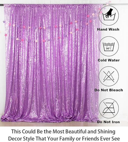 ShinyBeauty Sequin Curtain Lavender 4FTx8FT Sequin Photo Backdrop Light Purple Sequin-Backdrop-Curtain Glitter Photography Backdrops Bridal Shower, Wedding