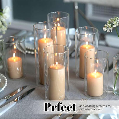 12Pack Glass Cylinder Vases for Centerpieces - 6 Inch Tall Flower Vase for Wedding Decorations, Floating Candle Holder Vase Bulk,Glass Hurricane Candle Holders for Table Shelf, Party, Home Decor