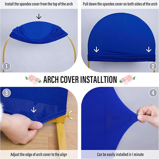 LEBENGURU Upgraded 6FT Wedding Arch Cover, Royal Blue Spandex Fitted Arch Backdrop Cover, Round Top Chiara Stand Covers for Birthday Party Baby Shower Banquet Balloon Décor