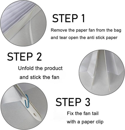 White Party Decorations,Wedding Decorations for Party Events Accessories,White Birthday Decor,Anniversary Decorations,Birthday Decorations for Men 12in Hanging Paper Fans 30 Color DIY Set(White)