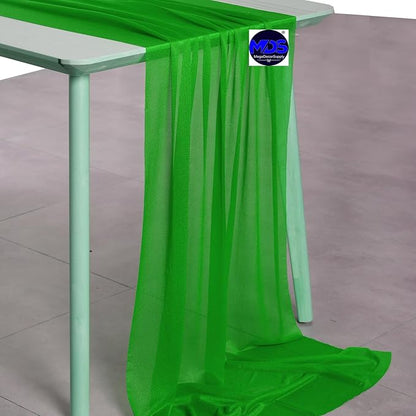 MDS Halloween Chiffon Table Runner - 5 Pack, 29 x 170 Inches, 14ft Each - Sheer Spooky Table Runners for Haunted House Parties, Trick-or-Treat Tables, Witchy Décor, Wedding & Events - Green