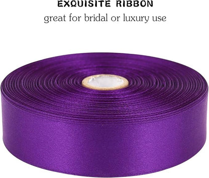 Purple Solid Satin Ribbon 1 Inch 50 Yards Solid Polyester Fabric Ribbon for Gift Wrapping Wedding Christmas Baby Shower Birthday Party Decoration Handmade Immortal Flower Craft