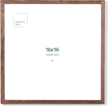 Opposite Wall - 16x16 in - Dark Solid Oak Wood Picture Frame - Lightweight, Versatile & Shatterproof - Wall Hanging Poster or Photo Frame - Wall Decor for Office, Gallery & Home