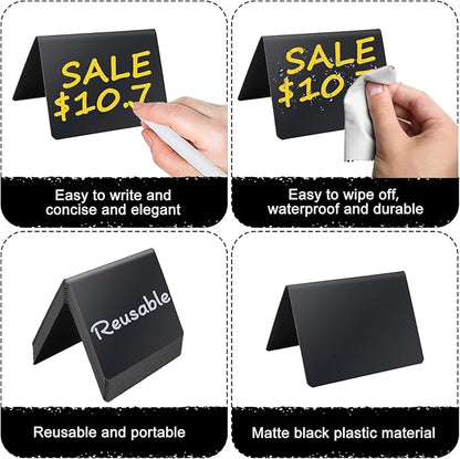 12PCS Mini Chalkboard Signs, 4"x3" Food Labels for Party Buffet, Reusable Table Sign Chalk Board for Weddings, Birthday Parties, Message Board Signs and Event Decoration