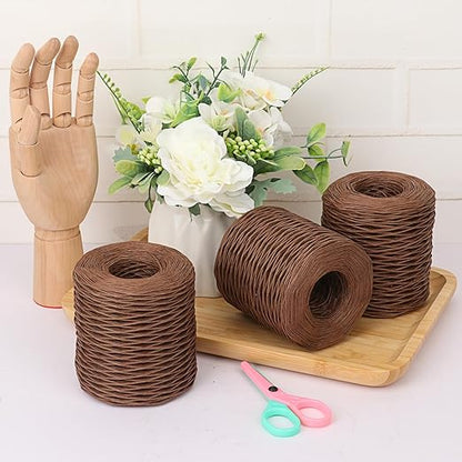 4 Roll 656Ft Brown Floral Wire, Rustic Vine Bind Wire for Flower Bouquets, Waterproof Paper Wrapped Twine(4 x 656 Ft)