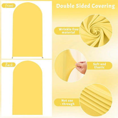 6FT Yellow Arch Backdrop Cover - Polyester Fitted Wedding Arch Stand Covers Round Top Chiara Arch Backdrop Cover for Birthday Party Banquet Photo Background Decoration