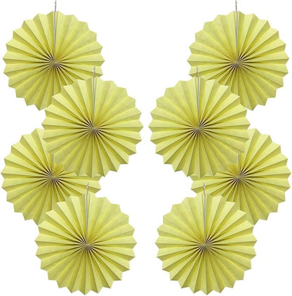 Yellow Hanging Paper Fans,Yellow Accessories Paper Decorations for Party,Color Party Decorations,Bee Themed Classroom Decor,12in Hanging Paper Fans 30 Color DIY Set （Light Yellow）