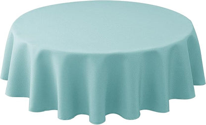 Biscaynebay Round Tablecloth 60 Inch-Auqa Blue Outdoor Fabric Table Cover-Small Circle Folding Table Cloths Linen Water Resistant for Kitchen Dining Picnic Patio Outdoor Party Restaurant Tables