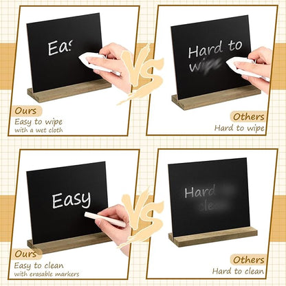 Queekay 36 Pcs Mini Chalkboard Signs Tabletop with Stand 5 x 6 Inch Wooden Chalkboard Sign Vintage Chalk Board Sign Decorative Centerpieces for Food Signs Table Numbers Message Boards Party Supplies