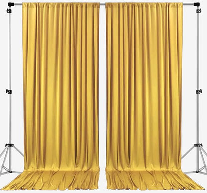 AK TRADING CO. 10 feet x 10 feet Mustard Gold Polyester Backdrop Drapes Curtains Panels with Rod Pockets - Wedding Ceremony Party Home Window Decorations