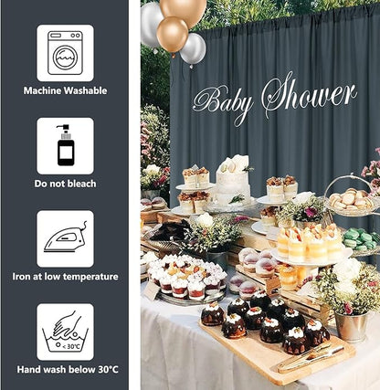 MYSKY HOME 10ft x 10ft Bluish Grey Curtains for Parties, Weddings, Stage, 5ft x 10ft, 2 Panels