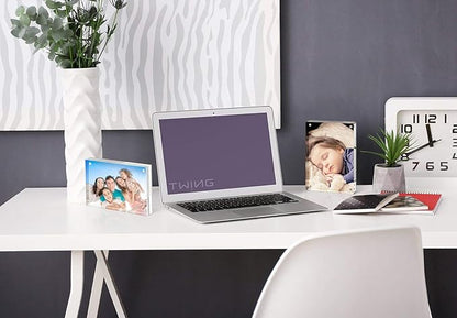 TWING 5 Pack 4 x 6 Acrylic Frame, Horizontal Magnet Double Sided 4x6 Picture Frame,12+12MM Thick Clear Frameless Desktop Display Self Standing Magnetic Acrylic Block Photo Frame