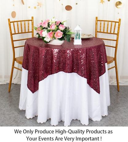 ShinyBeauty Sequin Tablecloth Burgundy Sequin Table Overlay Glitter Table Cover for Dinning Table Sequin Table Linen for Party Event Decoration Square Tablecloth 54x54 Maroon Birthday Tablecloth