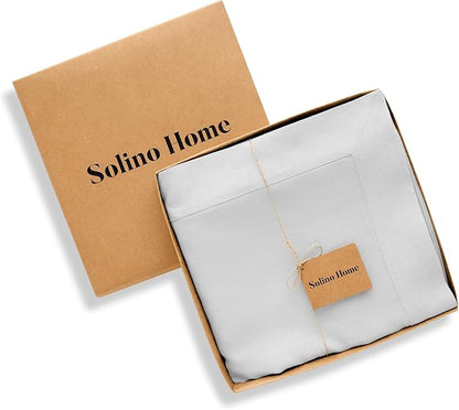 Solino Home Linen Tablecloth 60 x 90 Inch - 100% Pure Linen Silver Cloud Table Cloth for Rectangle Tables - Fete, Machine Washable Tablecloth for Fall, Autumn, Thanksgiving