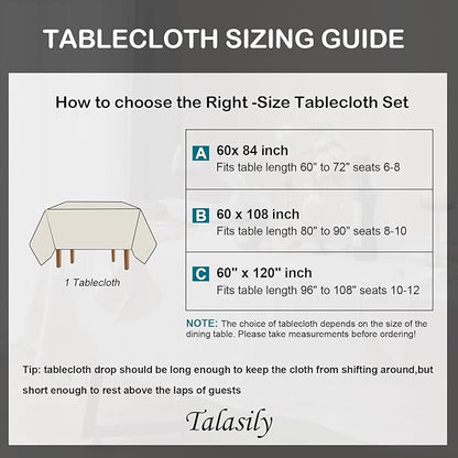 Talasily Linen Tablecloth 100% Pure Linen Table Cloth 60x108 Inches Rectangle Tablecloths Washable Cloths for Kitchen, Dining, Buffet Parties, Holidays, Picnic,Weddings and Restaurants-Forest Green