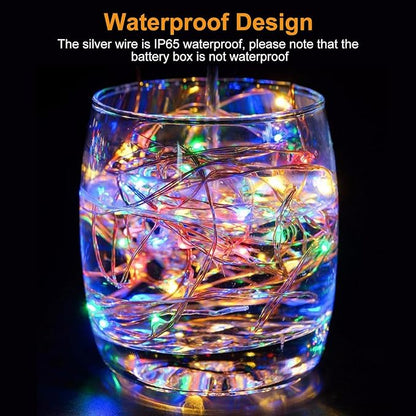 btfarm 3 Pack Fairy Lights Battery Operated [3 Modes], 7ft 20 Led Twinkle Lights String Lights Waterproof Bulk Small Mini Silver Wire for Mason Jars Vases Wedding Table Centerpiece, Multicolor