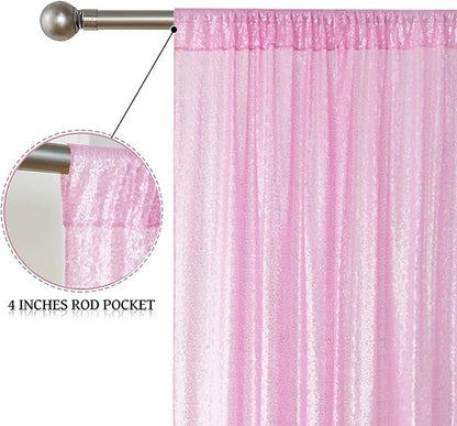 Sugargirl Matte Pink Sequin Backdrop Curtain 2 Panels 2FTx8FT Glitter Pink Background Drapes Sparkle Photography Backdrop for Party Wedding Birthday Wall Decoration