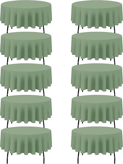 BRILLMAX 10 Pack Sage Green Round Tablecloths 90 Inch - Circle Bulk Linen Polyester Fabric Washable Table Cloth Cover for Wedding Reception Banquet Birthday Party Buffet Restaurant
