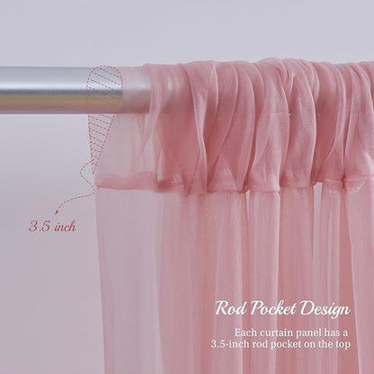 10x10ft Dusty Rose Tulle Backdrop Curtain for Parites, Sheer Backdrop Curtains for Wedding Baby Shower Birthday Party Photo Shoot Decorations