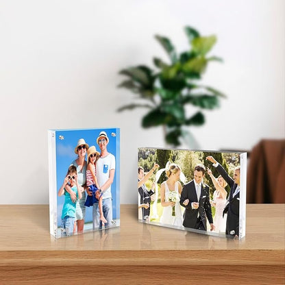 5x7 Inches Acrylic Picture Frames 3 Pack, Double Sided Magnetic Photo Frames,Free Standing on Desk or Table Clear Picture Frames