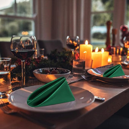 Aneco 24 Pieces Satin Napkin Square 20 x 20 Inches Dinner Napkins Weddings Party Napkin Soft Table Napkins for Romantic Weddings Party Dinner Decoration (Forest Green)