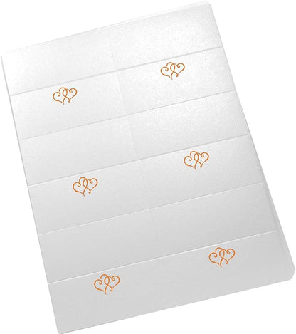 Linked Hearts Printable Place Cards, Orange (Choose Color), Set of 150 (25 Sheets), Laser & Inkjet Printers - Wedding, Party, Dinner, and Special Events - Made in the USA