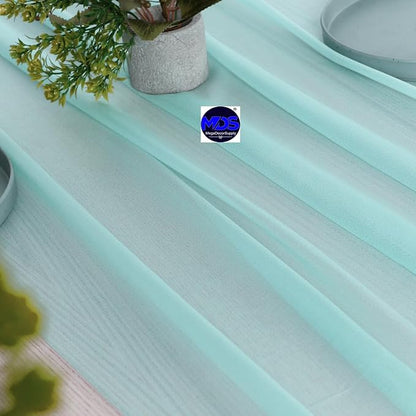 MDS 20 Pack 10ft Chiffon Table Runner 29 x 120 Inches Sheer Wedding Runner Romantic Rustic Table Runner for Wedding Decorations, Birthday Parties, Bridal Shower Party Arch Decor - Teal