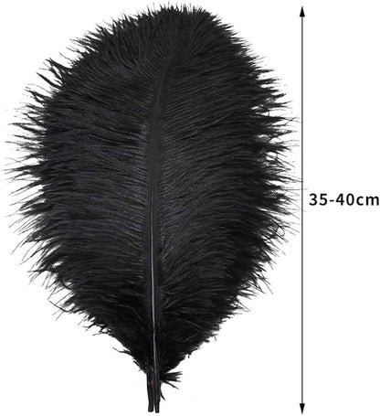 Ballinger Black Large Ostrich Feathers - 12Pcs 14-16inch Large Feathers for Vase, Wedding Party Centerpieces and Halloween Home Decor