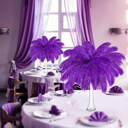Maitys 90 Pcs Large Natural Ostrich Feathers Bulk 14-16 Inch (35-40cm) 12-14 Inch (30-35cm) 10-12 Inch (25-30cm) Ostrich Feathers Plumes for Centerpieces Wedding(Purple)