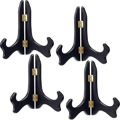 Tatuo 4 Packs Wooden Display Stand Decorative Plate Stands for Display Picture Frame Holder Easels