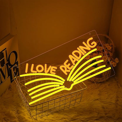 I Love Reading Neon Sign for Wall Decor, Yellow Read More Books Neon Light, Dimmable Classroom LED Light Up Sign for Classroom, Bookstore, Library, Bedroom