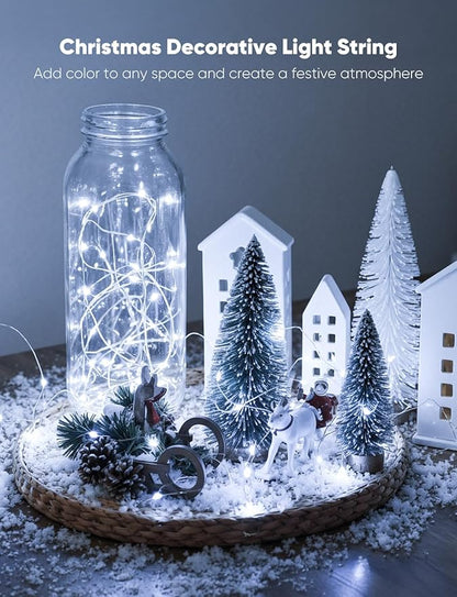 Minetom 20 Pack Fairy Lights Battery Operated String Lights, 8 Modes & Timer, 7ft 20LED White Waterproof Silver Wire Twinkle Lights, Firefly Starry Moon Lights for Mason Jars DIY Christmas Wedding