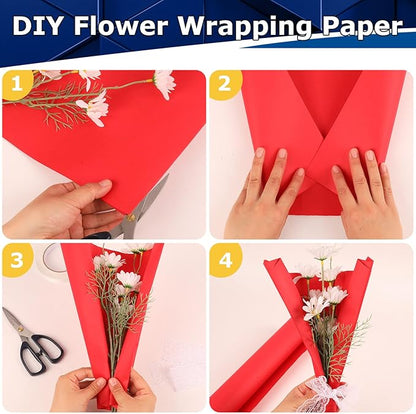 Vanhench 17.5"×963" Red Wrapping Paper Roll for Women Kids, Solid Color Art Kraft Craft Paper for Wedding, Birthday, Mothers Day Gifts, Bouquet Flower Poster Bulletin Board