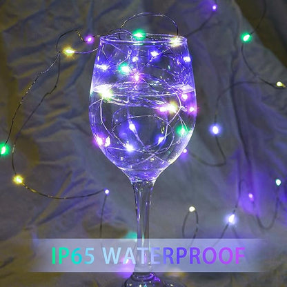 50 Pack Fairy Lights 7Ft 20 LED Twinkle String Lights 3 Modes Battery Operated Waterproof Firefly Starry for Mason Jar Party Wedding Christmas Valentines Day Table Centerpieces,Rainbow