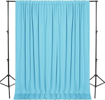 DWCN 10x10 FT Backdrop Curtains for Parties, Photography Backdrop Drapes with Rod Pockets for Wedding Decorations Stage Birthday Family Gatherings, 2 Panels 5ft x 10ft, Baby Blue