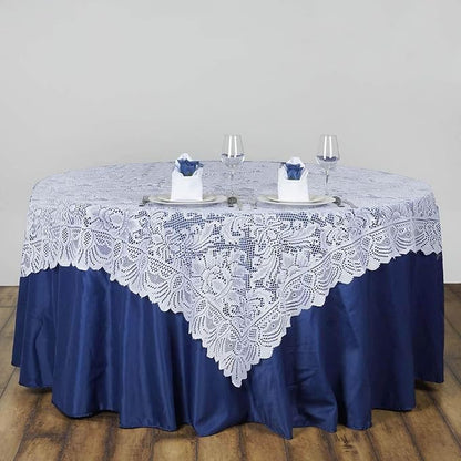 Efavormart 54" x 54" White Jolly Good Lace Table Overlay for Table Decoration