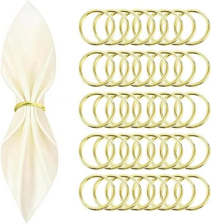 40 Pcs Gold Napkin Rings - Metal Napkin Ring(Round) Stainless Steel Napkin Rings for Table Settings Wedding Christmas Party Dinner Table