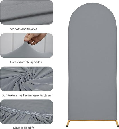 7.2FT Wedding Arch Covers Arch Backdrop Cover Arch Stand Covers Set Arch Cover Spandex Fabric Stretchy Backdrop for Wedding Birthday Party Decoration Baby Shower (Smoky Grey)