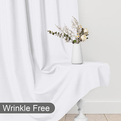 DWCN 10x7 FT White Backdrop Curtains for Parties, Photography Backdrop Drapes with Rod Pockets for Wedding Decorations Stage Birthday Family Gatherings, 2 Panels 5ft x 7ft