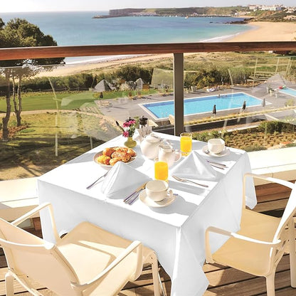 fani 12 Pack Square Tablecloth 52 x 52 Inch, White Tablecloth for Square Table, Washable Polyester Table Cloth, Fabric Table Cover for Wedding Parties Restaurant Buffet
