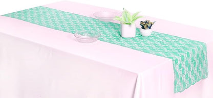 MDS Pack of 12 Wedding 12 x 108 inches Satin Table Runner for Wedding, Decorations for Birthday Parties, Banquets, Graduations, Engagements, Runners fit Rectangle, Round Table- Mint