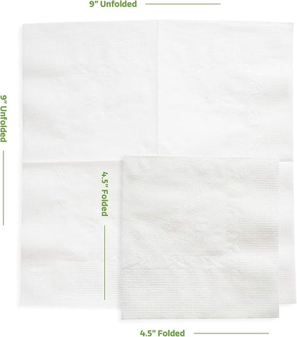 GUSTO [500 Count - 4.5 x 4.5 Folded] White Beverage Napkins - 1-Ply Bulk Cocktail Napkins, Restaurant Bar Paper Napkins and Party Napkins - 9x9 Unfolded (Formerly Comfy Package)